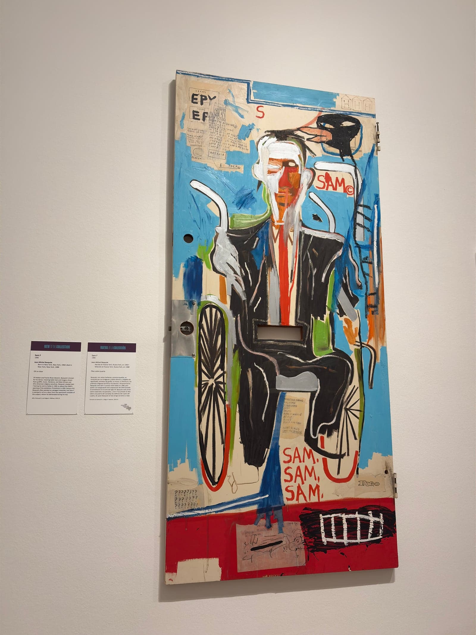Jean-Michel Basquiat, Sam F, 1985, oil on door, Dallas Museum of Art, gift of Samuel N. and Helga A. Feldman, 2019.31